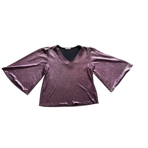 CARMELA PINK METALLIC GLITTER TOP BLOUSE - Picture 2 of 7